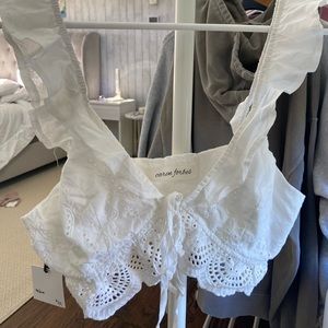 BRAND NEW Caren Forbes white tie crop top